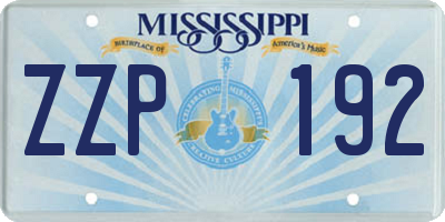 MS license plate ZZP192