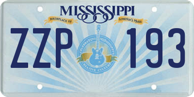 MS license plate ZZP193