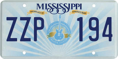 MS license plate ZZP194