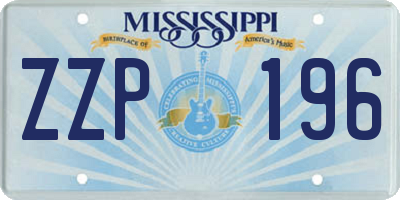 MS license plate ZZP196