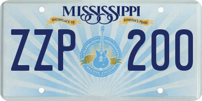 MS license plate ZZP200