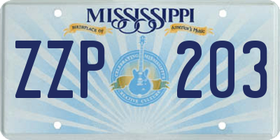 MS license plate ZZP203