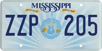 MS license plate ZZP205