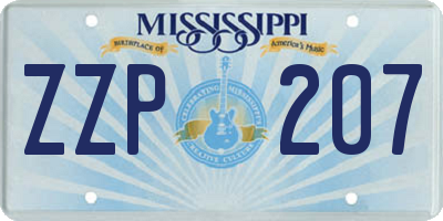 MS license plate ZZP207