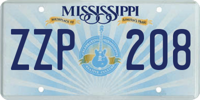 MS license plate ZZP208