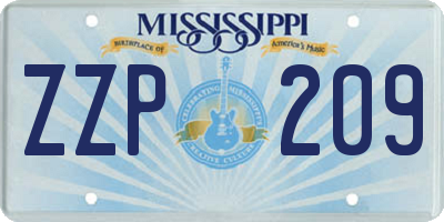 MS license plate ZZP209