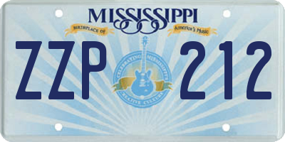 MS license plate ZZP212