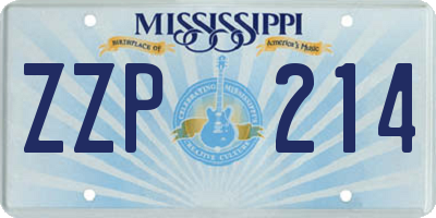 MS license plate ZZP214