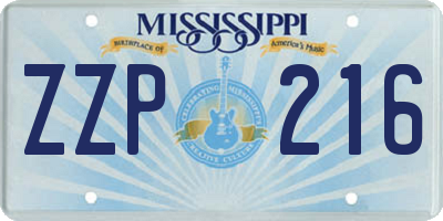 MS license plate ZZP216