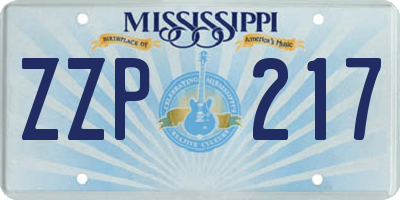 MS license plate ZZP217