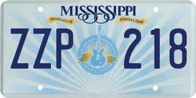 MS license plate ZZP218