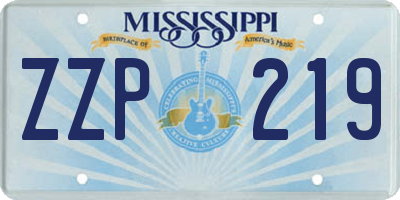 MS license plate ZZP219