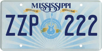 MS license plate ZZP222