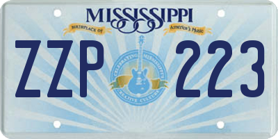 MS license plate ZZP223