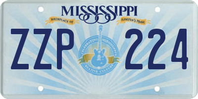 MS license plate ZZP224