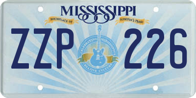 MS license plate ZZP226