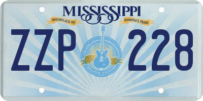 MS license plate ZZP228