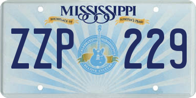 MS license plate ZZP229