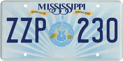 MS license plate ZZP230