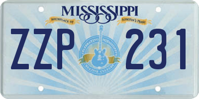 MS license plate ZZP231