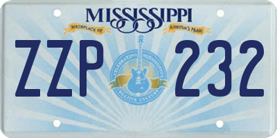 MS license plate ZZP232