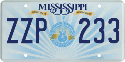 MS license plate ZZP233