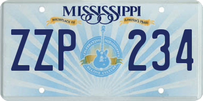 MS license plate ZZP234