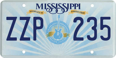 MS license plate ZZP235