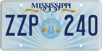 MS license plate ZZP240