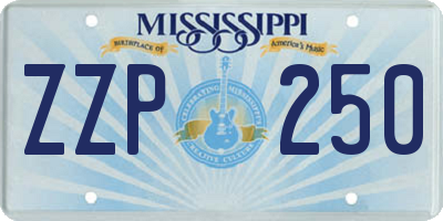 MS license plate ZZP250