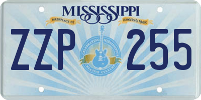 MS license plate ZZP255