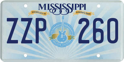 MS license plate ZZP260