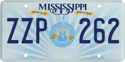 MS license plate ZZP262