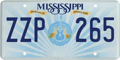 MS license plate ZZP265