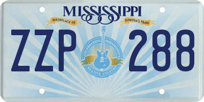 MS license plate ZZP288