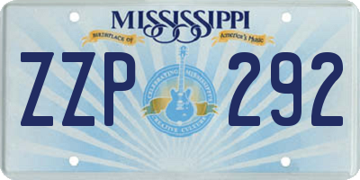 MS license plate ZZP292