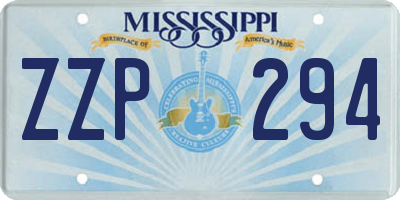 MS license plate ZZP294