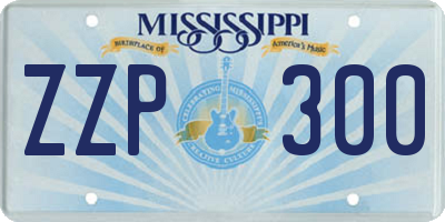 MS license plate ZZP300