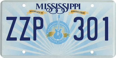 MS license plate ZZP301