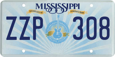 MS license plate ZZP308