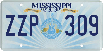 MS license plate ZZP309