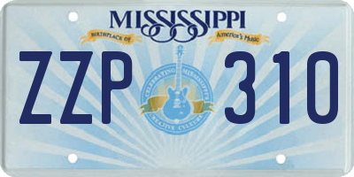 MS license plate ZZP310