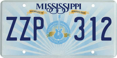 MS license plate ZZP312