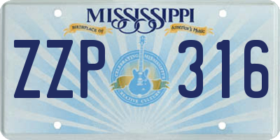 MS license plate ZZP316