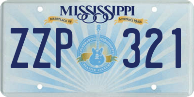 MS license plate ZZP321