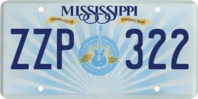 MS license plate ZZP322