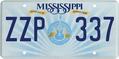 MS license plate ZZP337