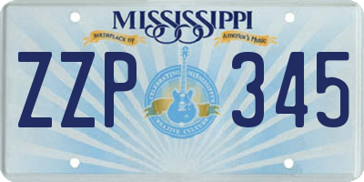 MS license plate ZZP345