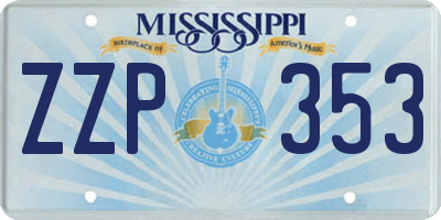 MS license plate ZZP353