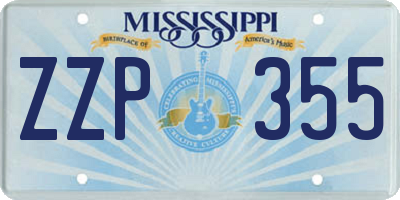 MS license plate ZZP355